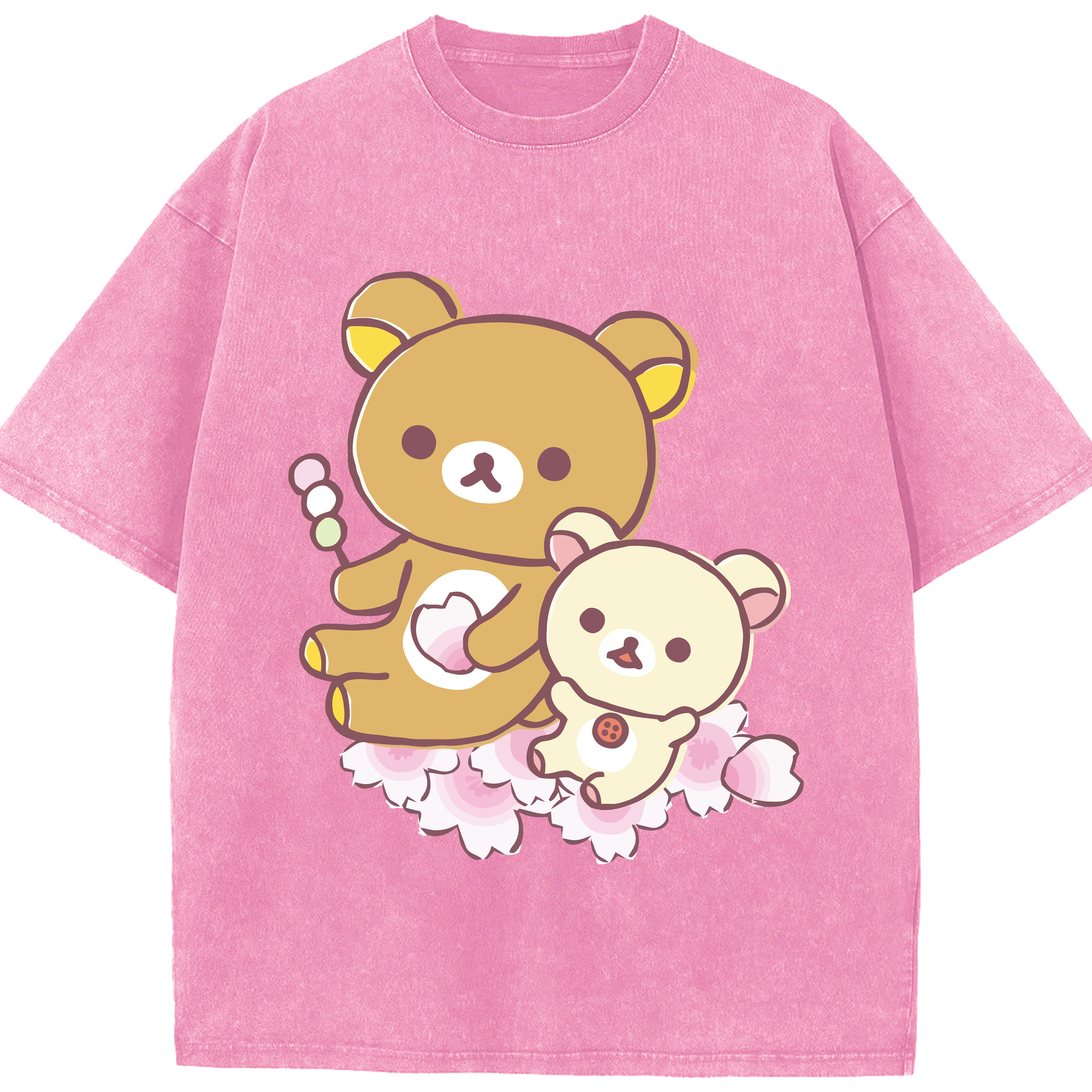 （画像用） リラックマ リラックマ キイロイトリ Rilakkuma Korilakkuma Kiiroitori 綿100% ヴィンテージ風 半袖Tシャツ（フロントプリント）